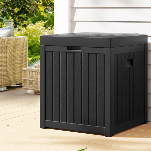 Gardeon Outdoor Storage Box 195L Organiser Garden Bench Deck Toy Shed Tool – Black