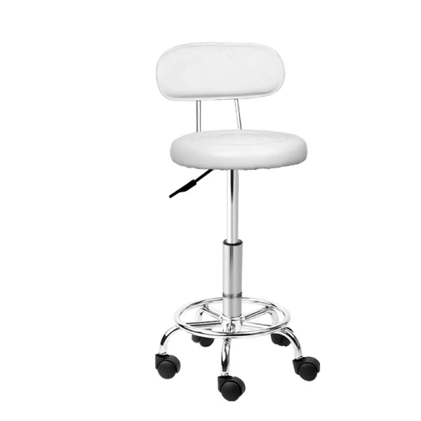 Artiss Salon Stool Swivel Chair Backrest – White