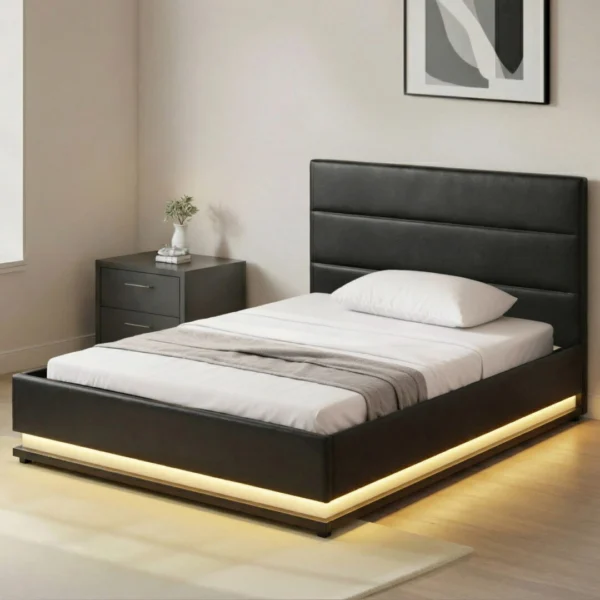 Artiss LUMI King Single LED Gas Lift Bed Frame – Black