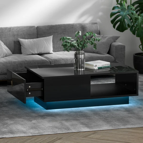 Artiss Coffee Table LED Lights – Black