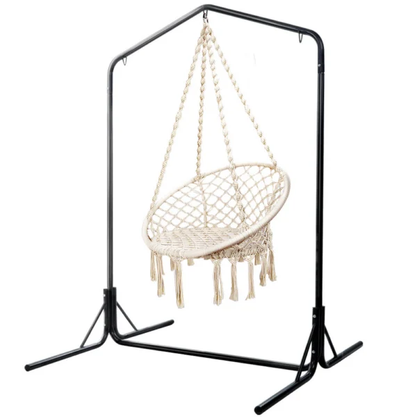 Gardeon Outdoor Hammock Chair with Stand Cotton Swing Relax Hanging 124 cm – Cream