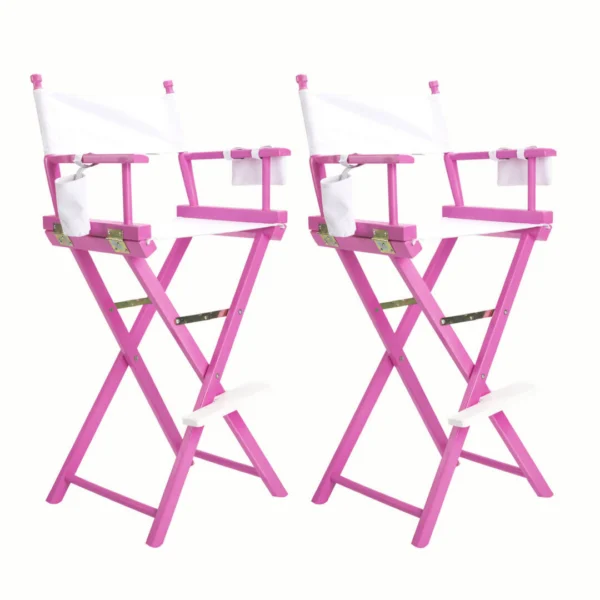 2X Director Movie Folding Tall Chair 76 cm Pink HUMOR