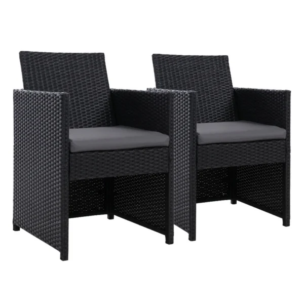 Gardeon 2-Piece Outdoor Dining Chairs Patio Furniture Wicker Garden Cushion Hugo