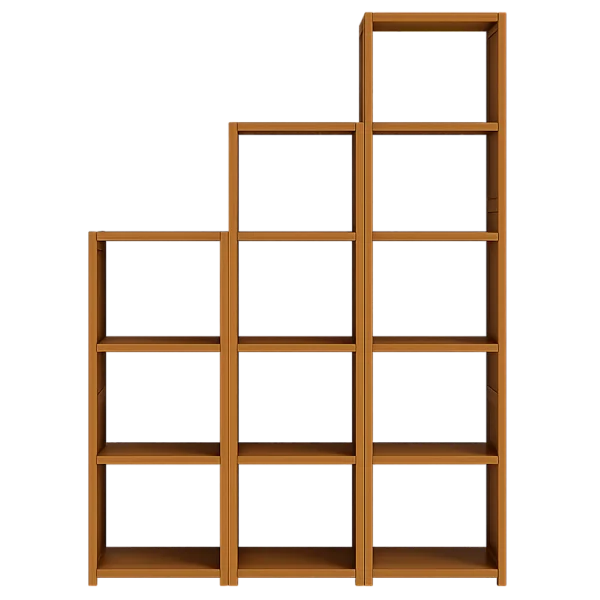 3 Piece Bamboo Adjustable Shelf Set – Bookcase Display Storage Rack Stand