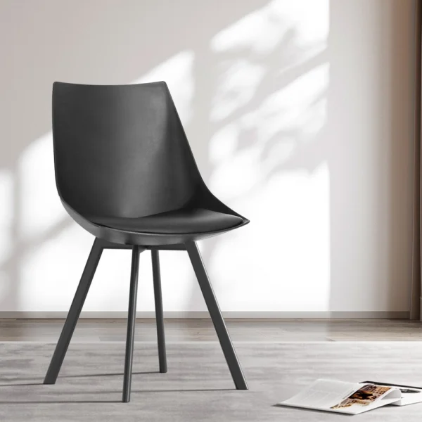 Artiss PU Leather Plastic Metal Dining Chairs – Black, Set of 2