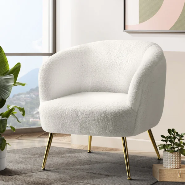 Artiss Armchair Lounge Chair Accent Chairs Armchairs Sherpa Boucle Sofa – White