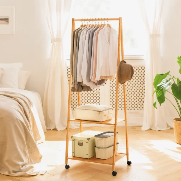 Artiss Clothes Rack Airer Coat Stand 165x59 cm Wheels