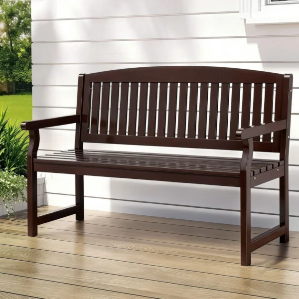 Gardeon Outdoor Garden Bench Wooden 2 Seater Lounge Chair Patio Furniture – Brown