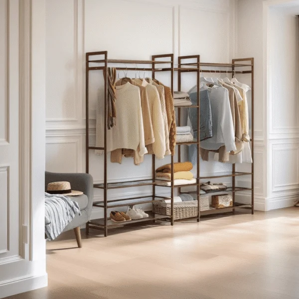 Bamboo Clothes Rack Garment Closet Storage Organiser Hanging Rail Shelf Dress Room 170 cm