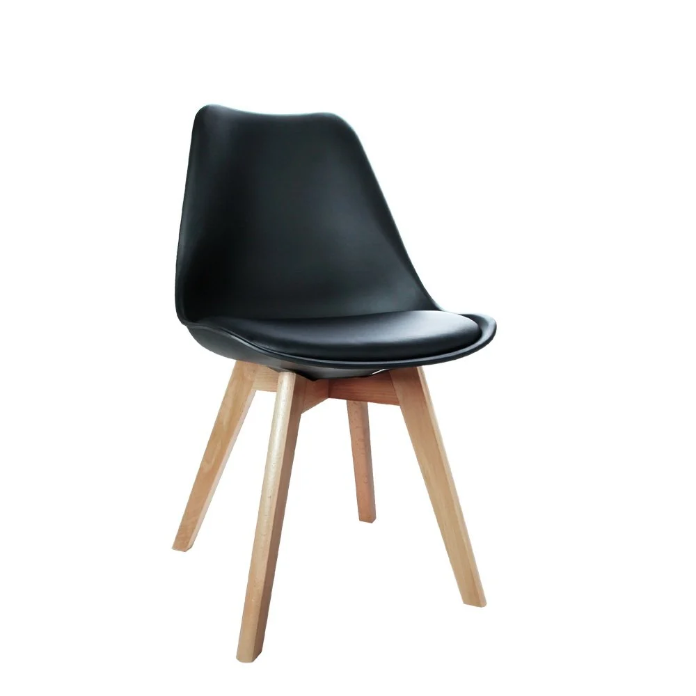 Artiss Dining Chairs Set of 4 PU Leather Plastic DSW Replica Wooden – Black