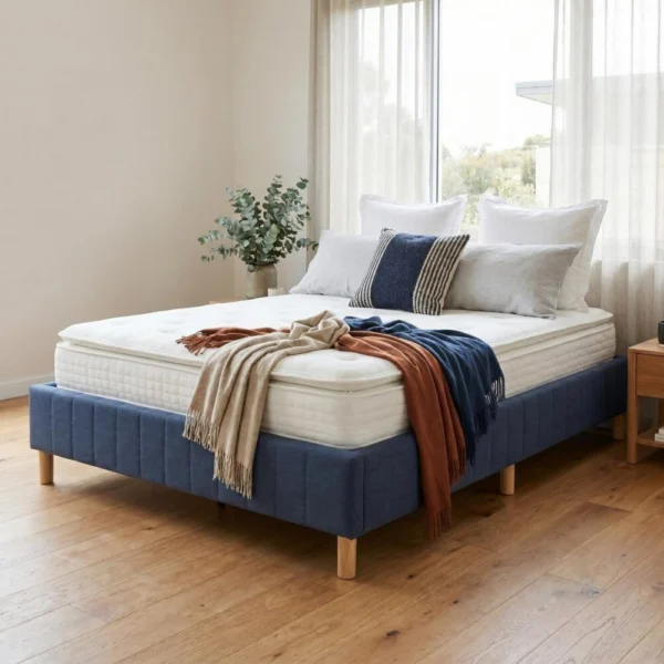 Metal Bed Frame Mattress Foundation Blue – Double