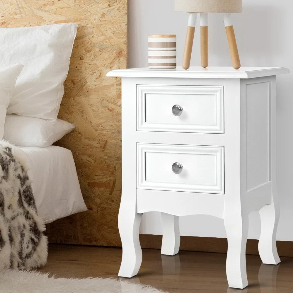 Artiss BISSET Bedside Table 2 Drawers – White