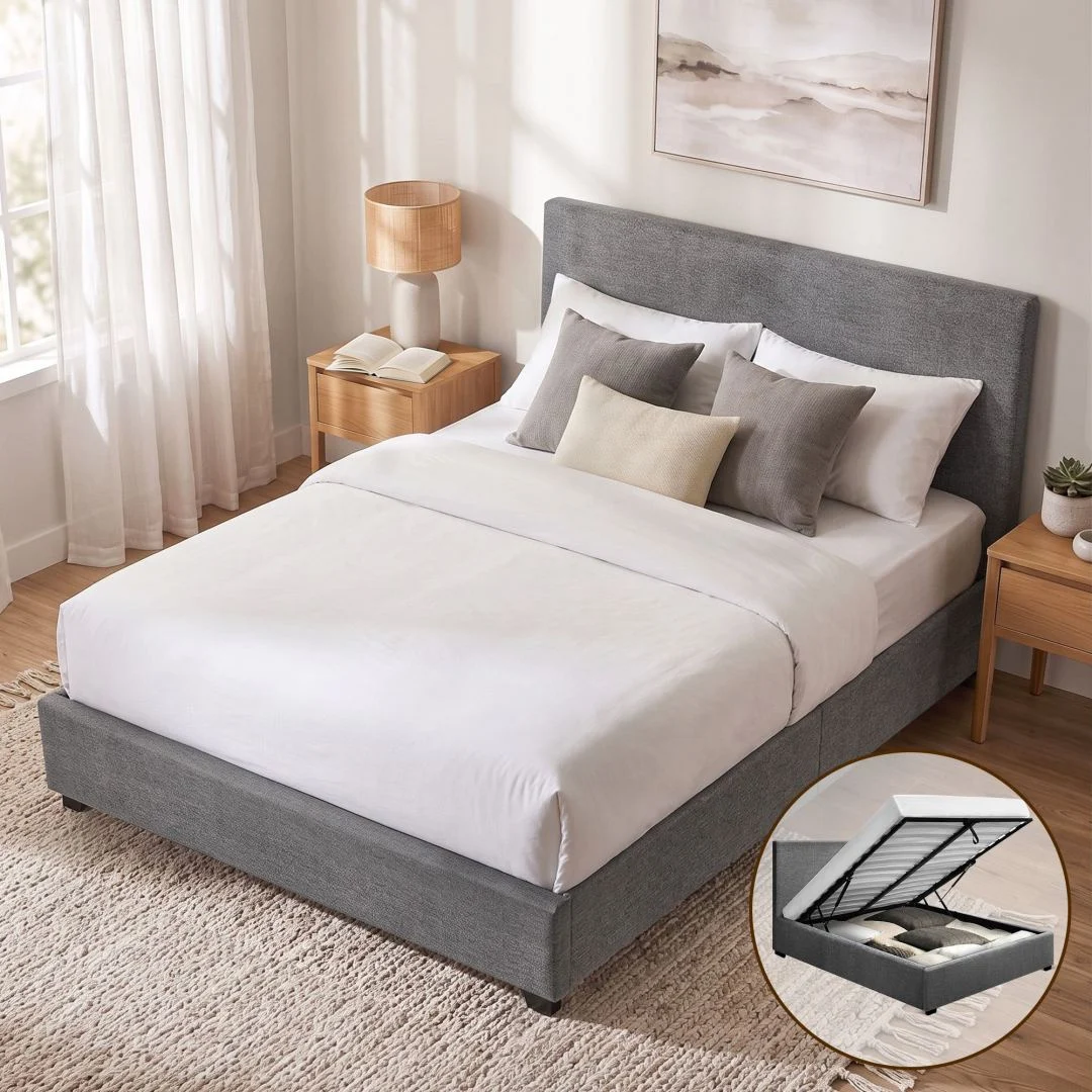 Artiss NINO Double Gas Lift Bed Frame – Grey