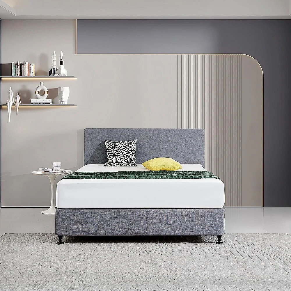 Linen Fabric Queen Bed Deluxe Headboard Bedhead – Slate Ash