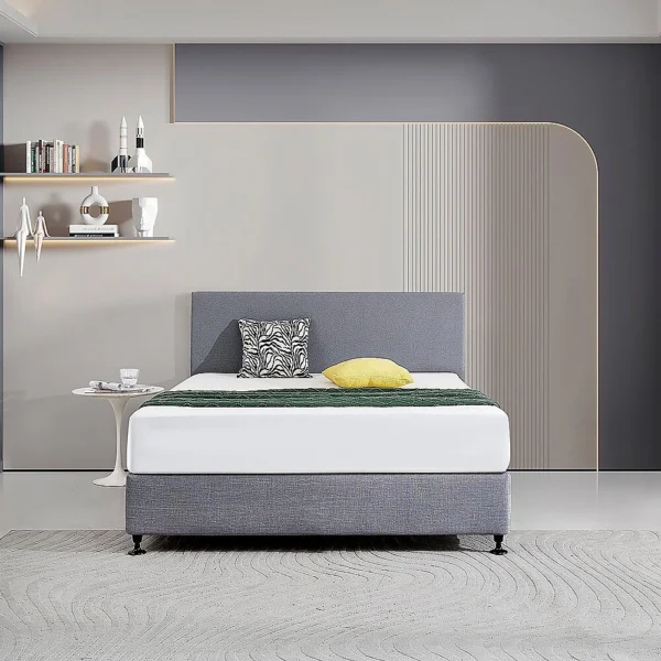 Linen Fabric Queen Bed Deluxe Headboard Bedhead – Slate Ash
