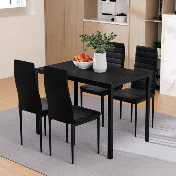 Artiss Dining Chairs and Table Dining Set 4 Chair Set of 5 – Black