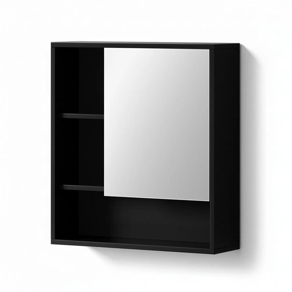 Cefito Bathroom Mirror Cabinet Mirrored Medicine Adjustable Shelf Wall Mounted 560 mm – Black