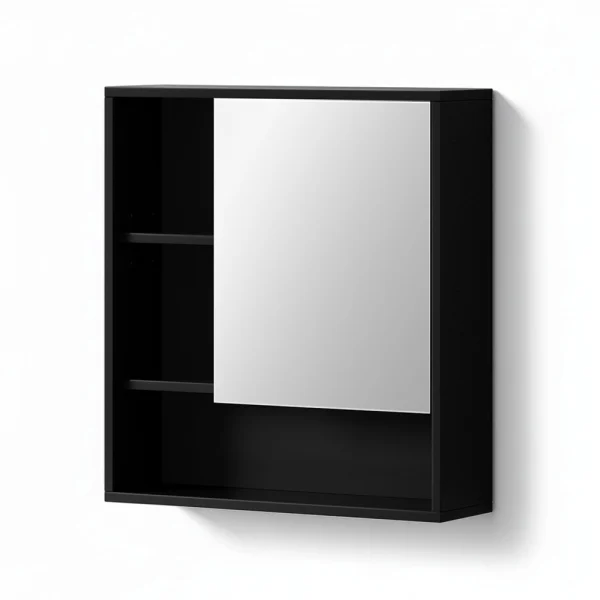 Cefito Bathroom Mirror Cabinet Mirrored Medicine Adjustable Shelf Wall Mounted 560 mm – Black