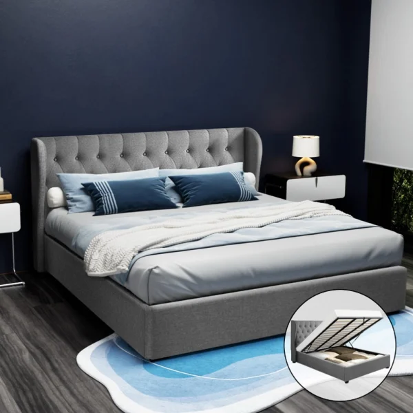 Artiss ISSA King Gas Lift Bed Frame – Grey