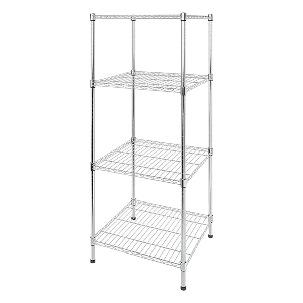 Modular Wire Storage 35x35 cm Steel Shelving Chrome with Fixed Legs for Garage Warehouse or Kitchen Organisation