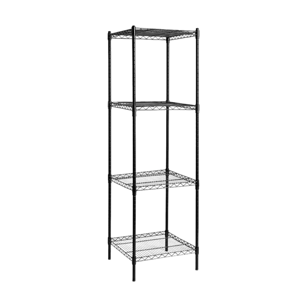 Modular Wire Storage 60x60 cm Steel Shelving Black with Fixed Legs for Garage Warehouse or Kitchen Organisation