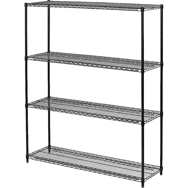 Modular Wire Storage 150x35 cm Steel Shelving Black with Fixed Legs for Garage Warehouse or Kitchen Organisation