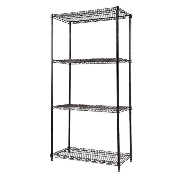 Modular Wire Storage 90x45 cm Steel Shelving Black with Fixed Legs for Garage Warehouse or Kitchen Organisation