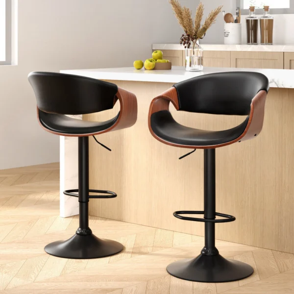 Artiss 2x Bar Stools Gas Lift PU Leather w/Armrest