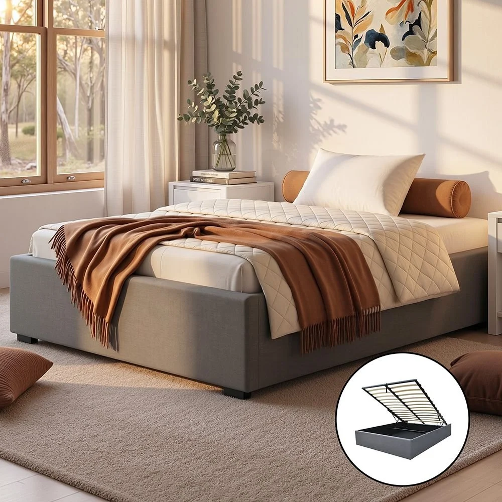 Artiss TOKI King Single Gas Lift Bed Frame – Grey