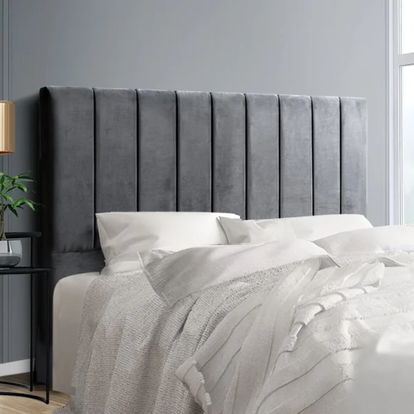 Artiss VELA Bed Head Headboard Double Velvet – Grey