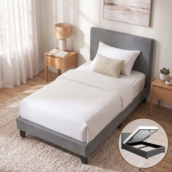 Artiss NINO King Single Gas Lift Bed Frame – Grey