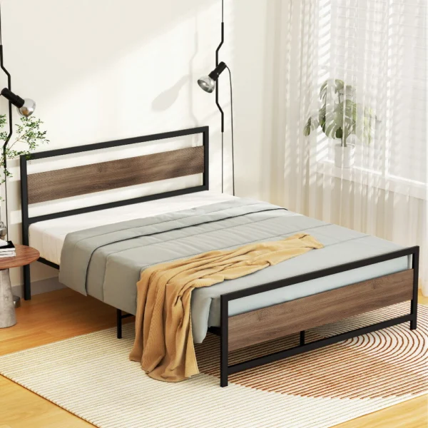 Artiss DREW Queen Metal Base Mattress Platform Foundation Bed Frame – Black