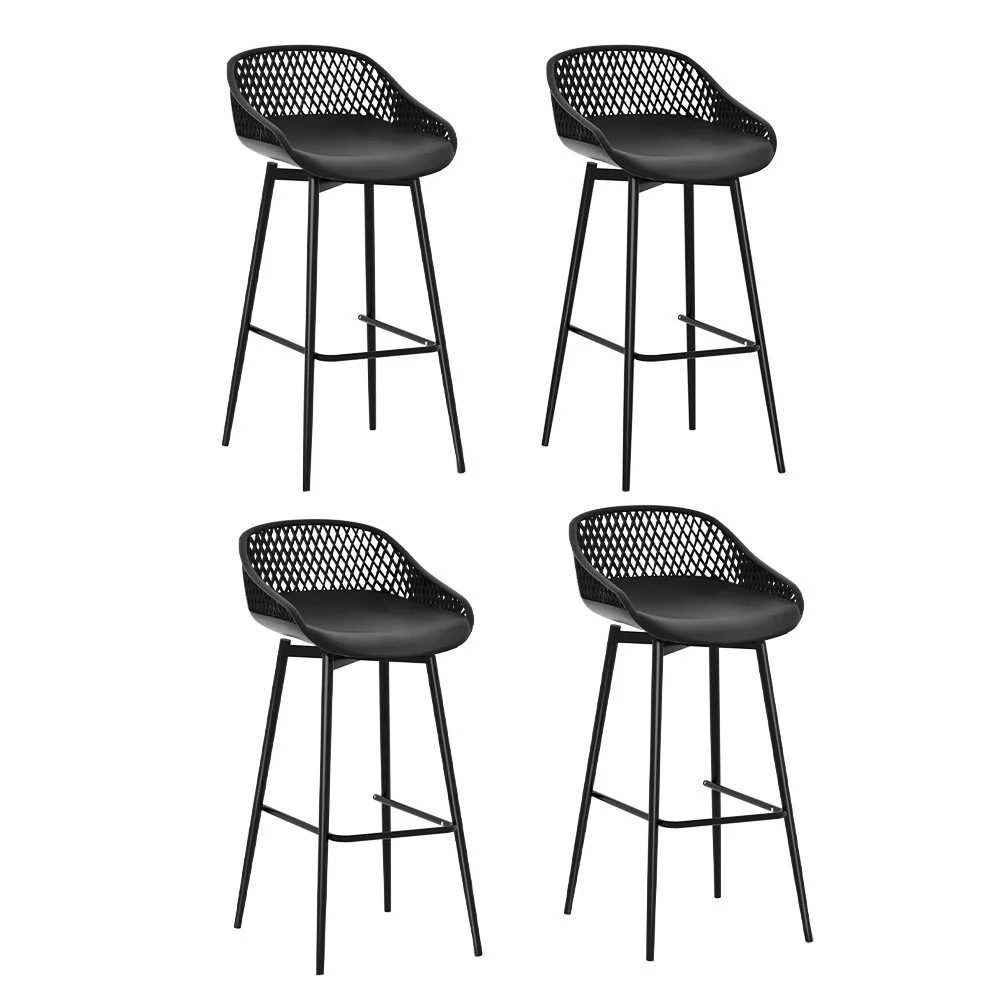 Gardeon 4x Outdoor Bar Stools Plastic – Black