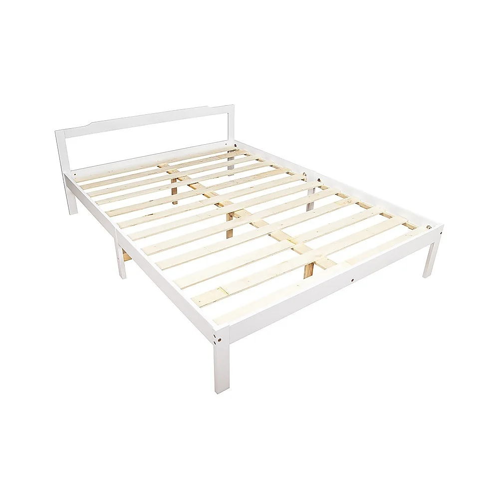 Double Wooden Bed Frame Home Furniture – White