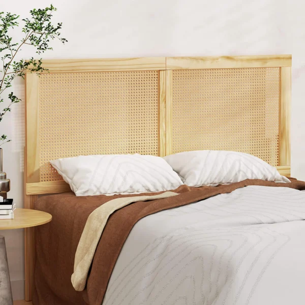 Artiss RIBO Bed Head Headboard Double Rattan – Pine