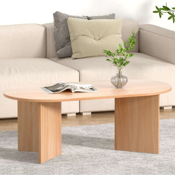 Artiss Coffee Table Oval 110 cm Pine Alva