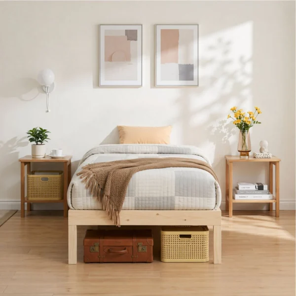 Artiss BRUNO Single Wooden Base Mattress Platform Timber Bed Frame – Pine