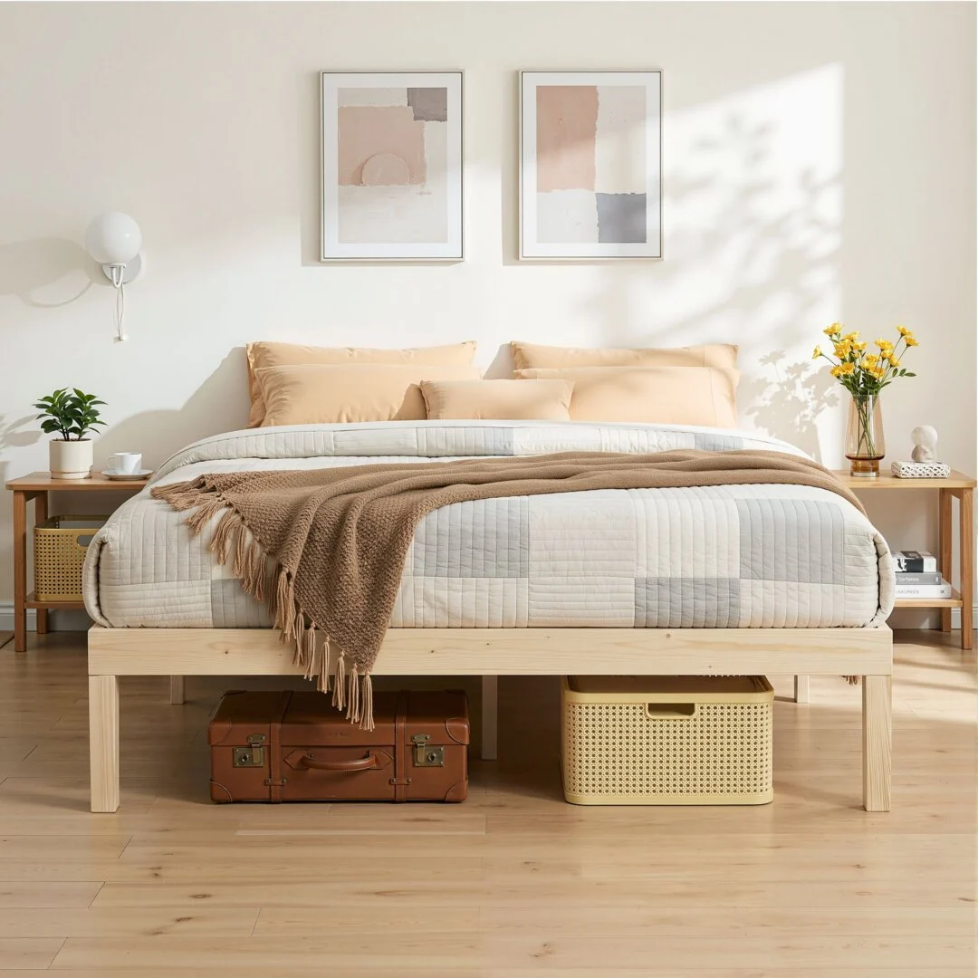 Artiss BRUNO Queen Wooden Base Mattress Platform Timber Bed Frame – Pine