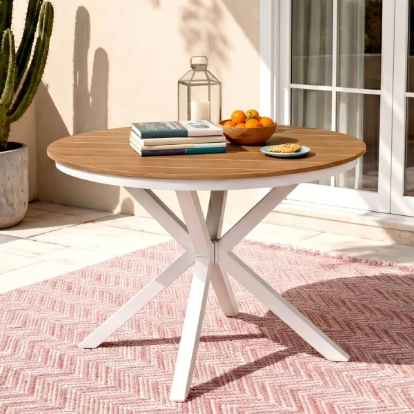 Gardeon Outdoor Dining Table 108 cm Aluminium Frame WPC Top Desk Patio Furniture