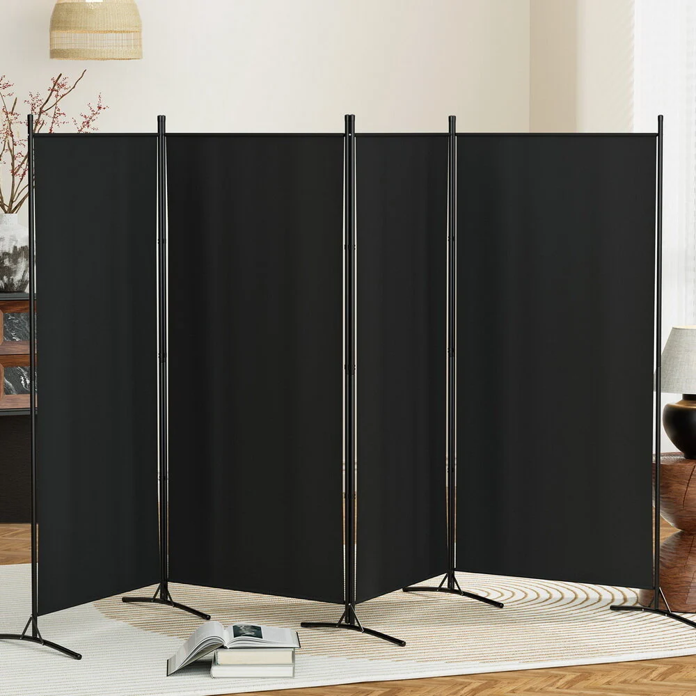 Artiss 4 Panel Room Divider Screen 345x180 cm Fabric – Black