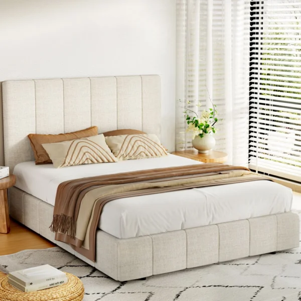 Artiss TETTE Double Bed Frame – Beige