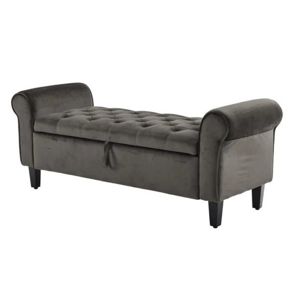 Storage Ottoman Stool Arm Bench Seat 132 cm Velvet – Grey