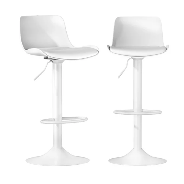 Artiss Bar Stools Kitchen Swivel Gas Lift Stool PU Leather Dining Chairs White x2