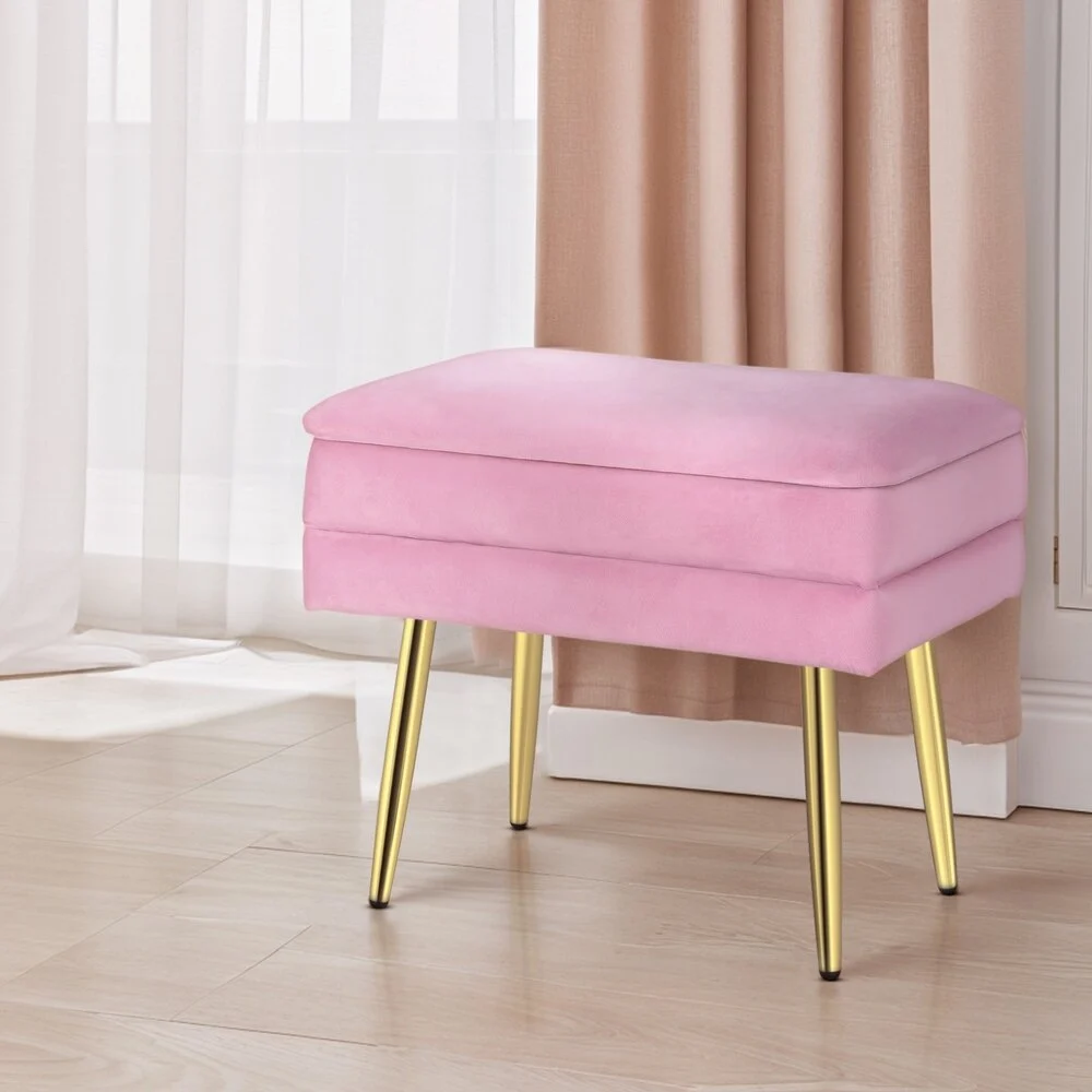 Artiss Ottoman Storage Foot Stool Vanity Velvet – Pink