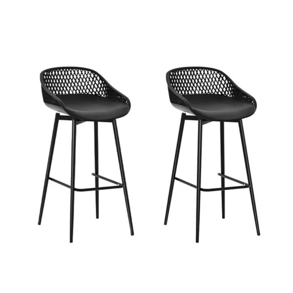 Gardeon 2x Outdoor Bar Stools Plastic – Black