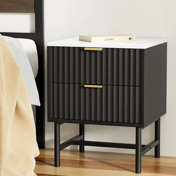 Artiss Bedside Table 2 Drawers – Black