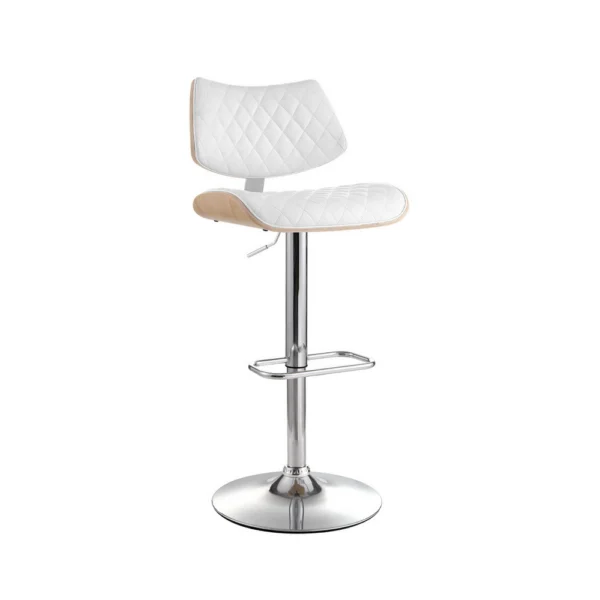 Artiss Bar Stools Kitchen Dining Chairs Gas Lift Stool Wooden PU Leather – White