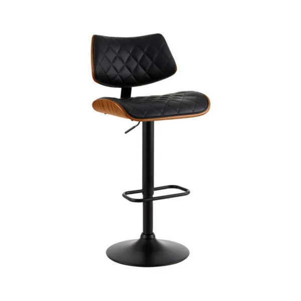 Artiss Bar Stools Kitchen Dining Chairs Gas Lift Stool Wooden PU Leather – Black