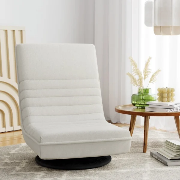 Artiss Floor Lounge Sofa Swivel Foldable Linen – White
