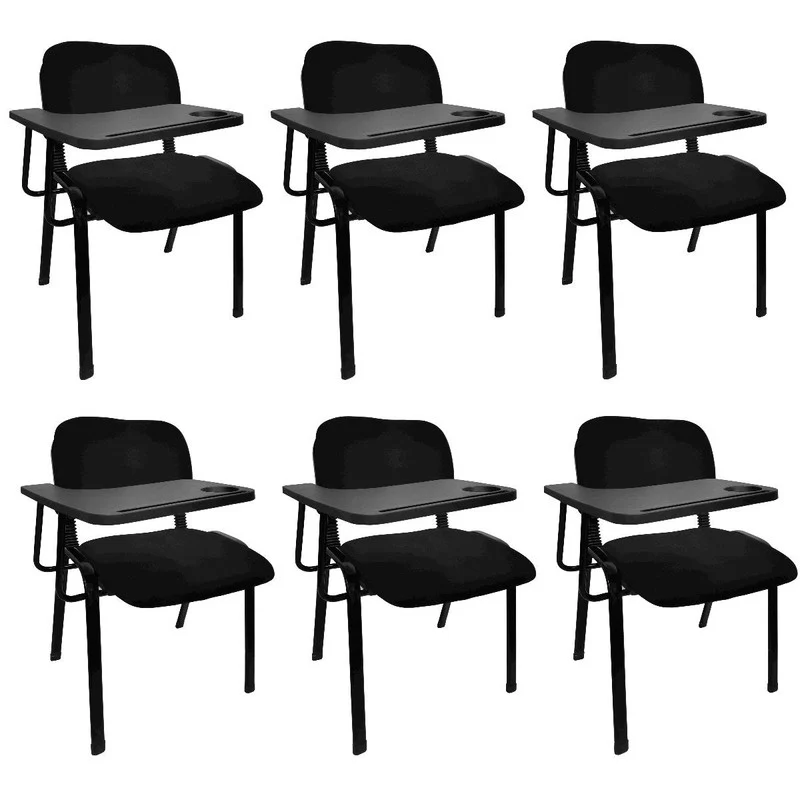 NNECN Lecture Chair with Table Top for Classroom Lecture Training Conference (Set of 6 – Black)
